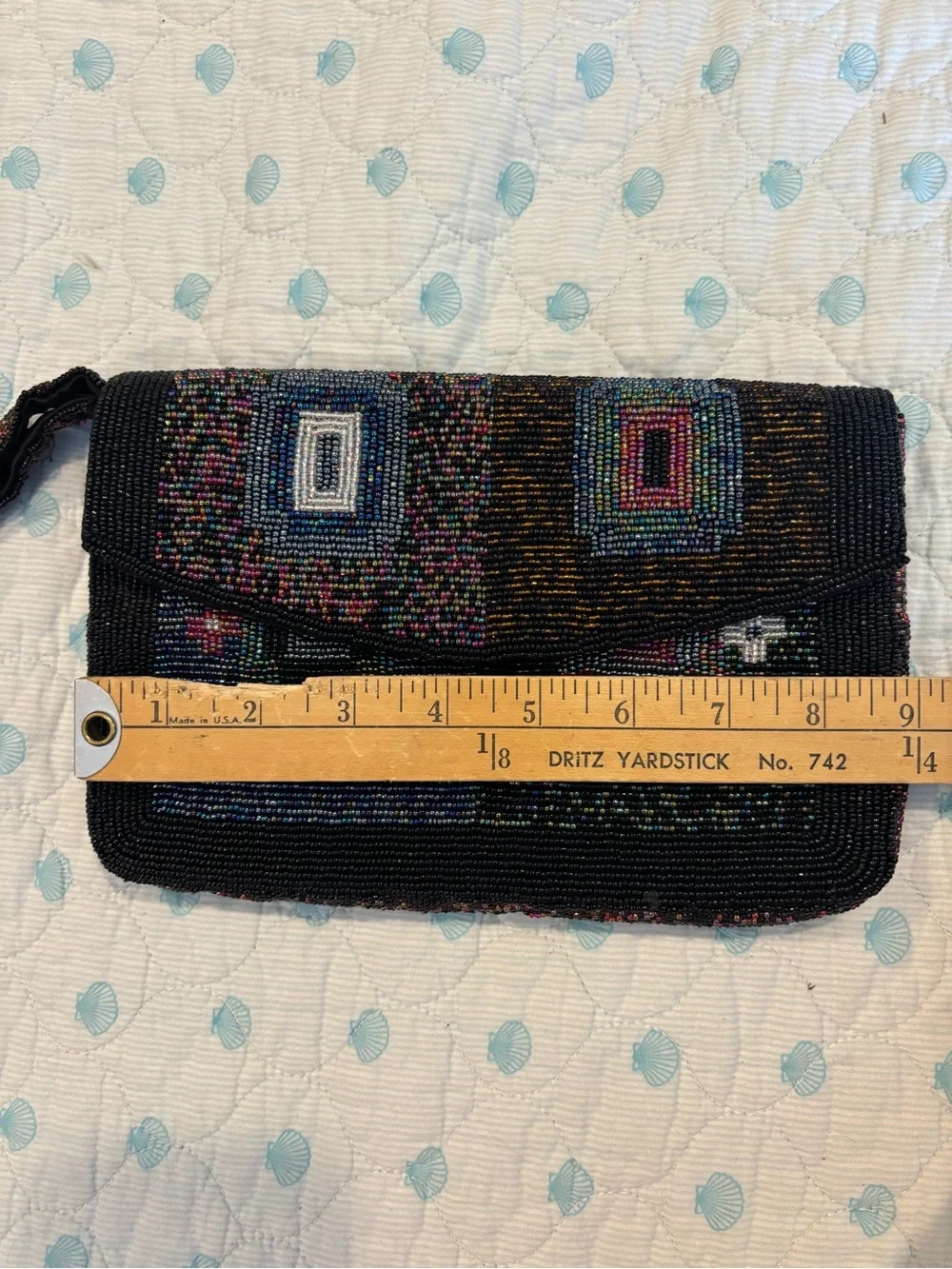 Vintage Beaded glam Wristlet Clutch Geometric Boho Festival Southwestern Bag